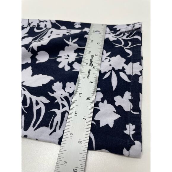 Chaps Floral High Waisted Straight Leg Crop Capri Pants Navy Blue Hawaiian 10 - Picture 12 of 13